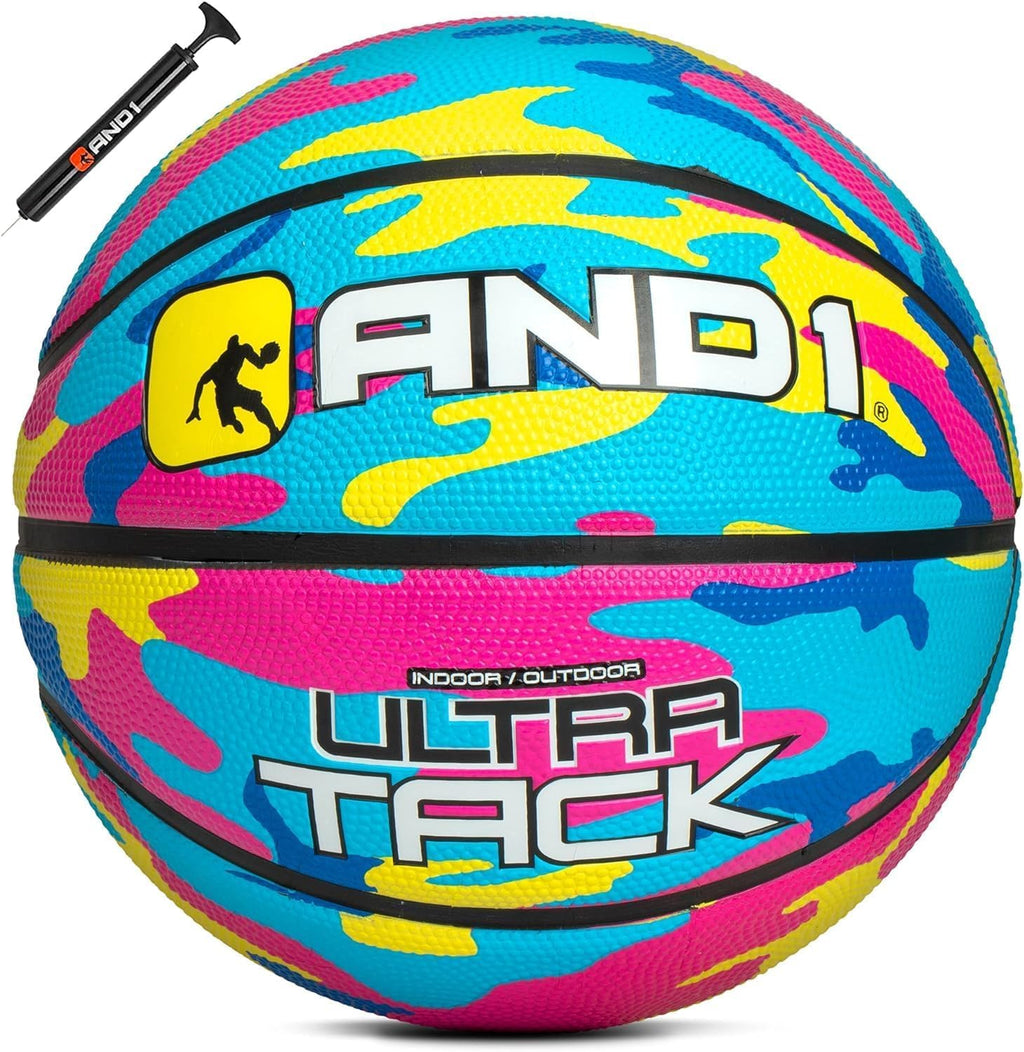 AND1 Rubber Basketball:Official Regulation Size 7 (29.5inches) - Deep ChannelConstruction Streetball, Madefor Indoor Outdoor BasketballGames