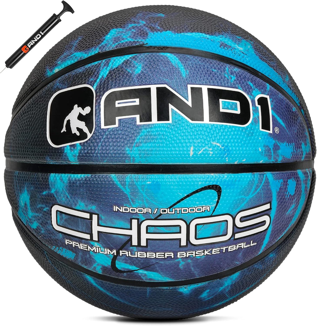AND1 Rubber Basketball:Official Regulation Size 7 (29.5inches) - Deep ChannelConstruction Streetball, Madefor Indoor Outdoor BasketballGames