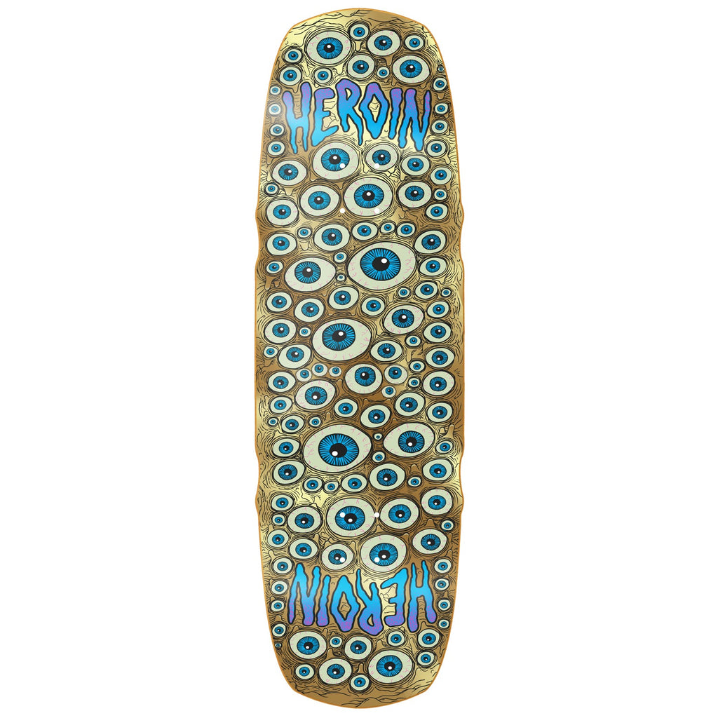 Heroin Skateboard Deck Seeing Double Mutated Symmetrical Gold 9.5" x 32"