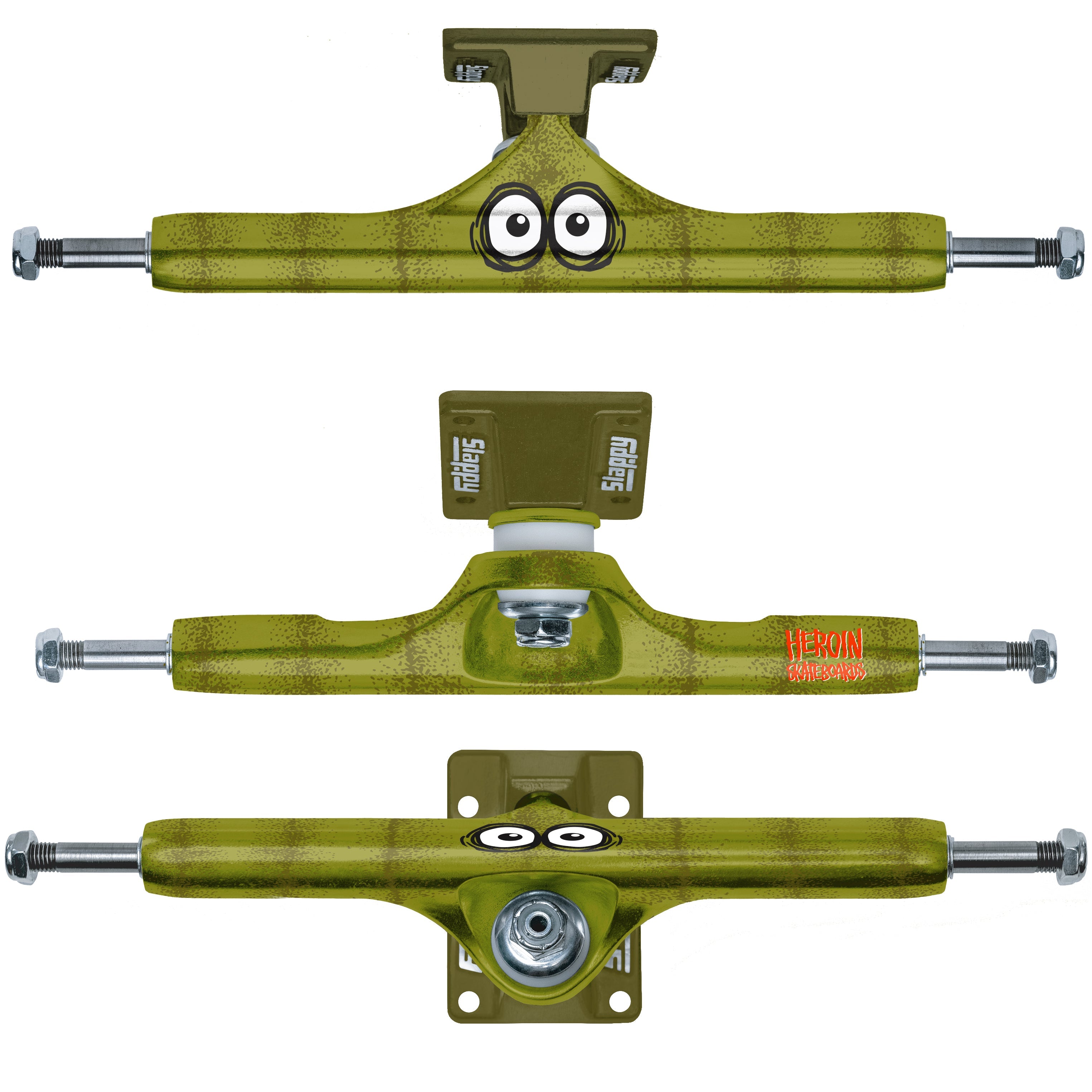 Slappy X Heroin Skateboard Trucks ST1 Hollow Pickle Green 11" (Pair)