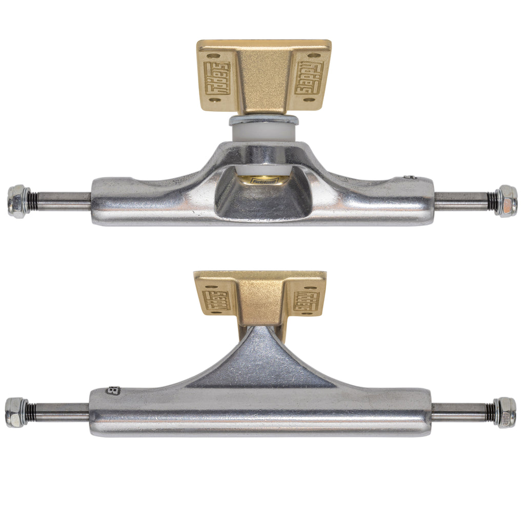 Slappy Skateboard Trucks Inverted Hollow Lights Ultra Low Kingpin 8.0" Polished/Gold/Gold