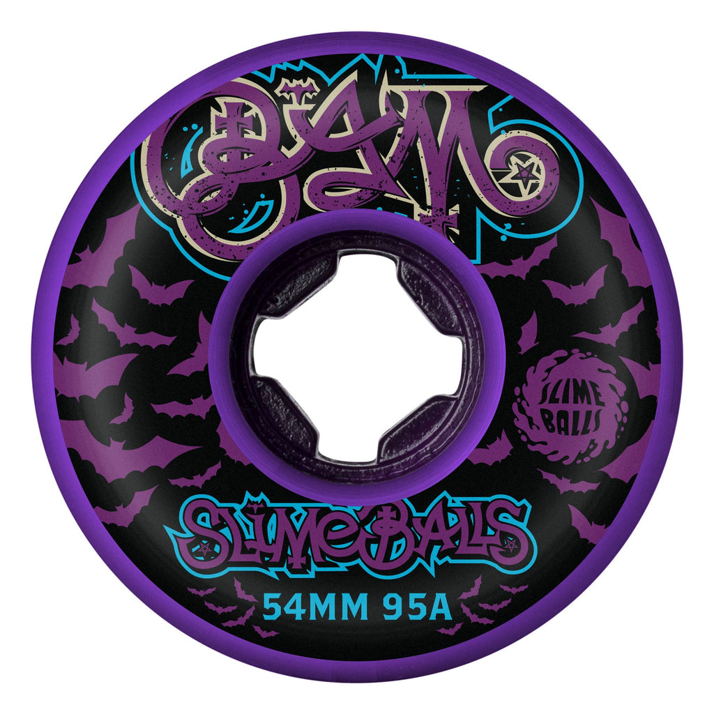 Slime Balls Skateboard Wheels 54mm Bam Margera Guest Hardline 95A Purple