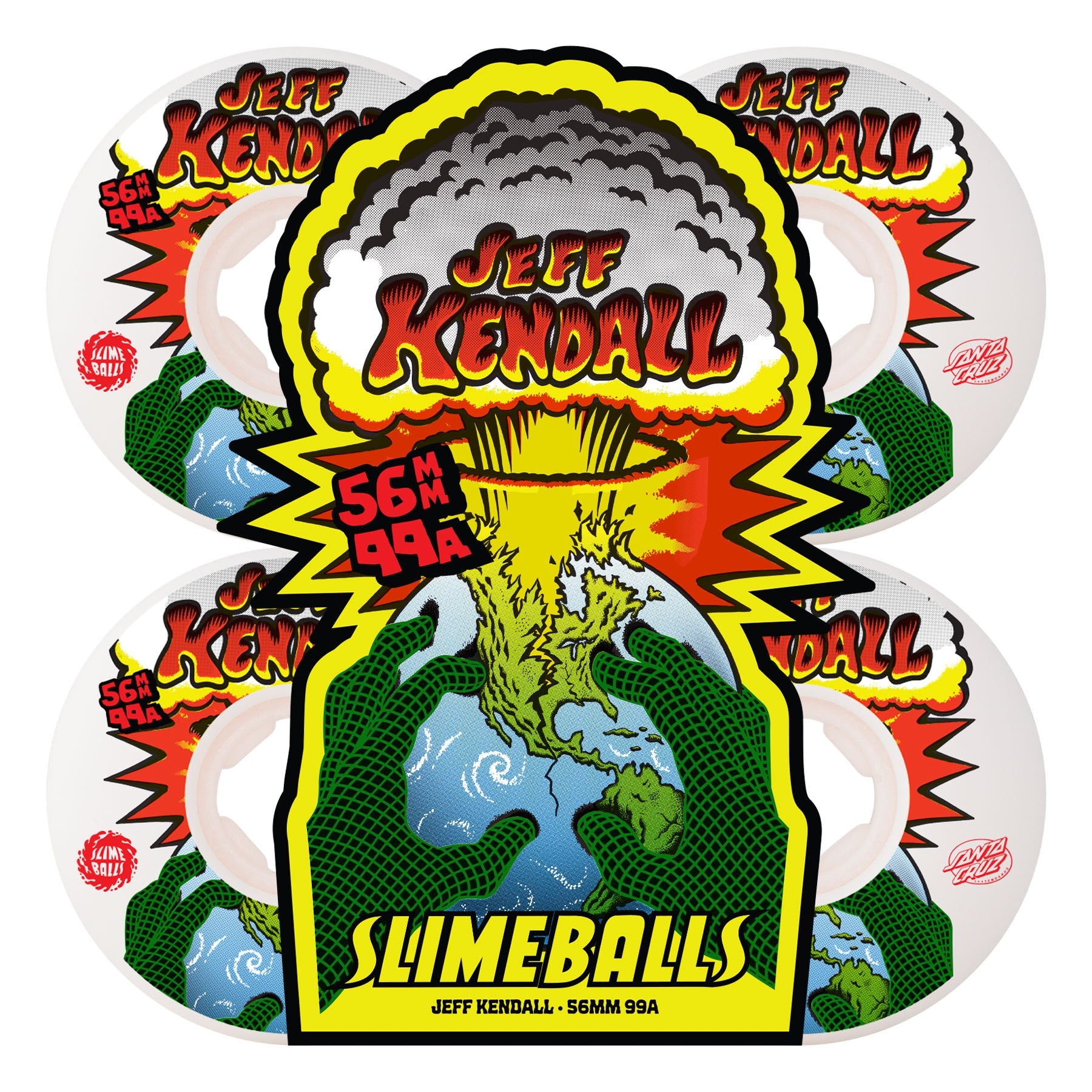 Slime Balls Skateboard Wheels 56mm Kendall End of the World Reissue Chubbies 99A White