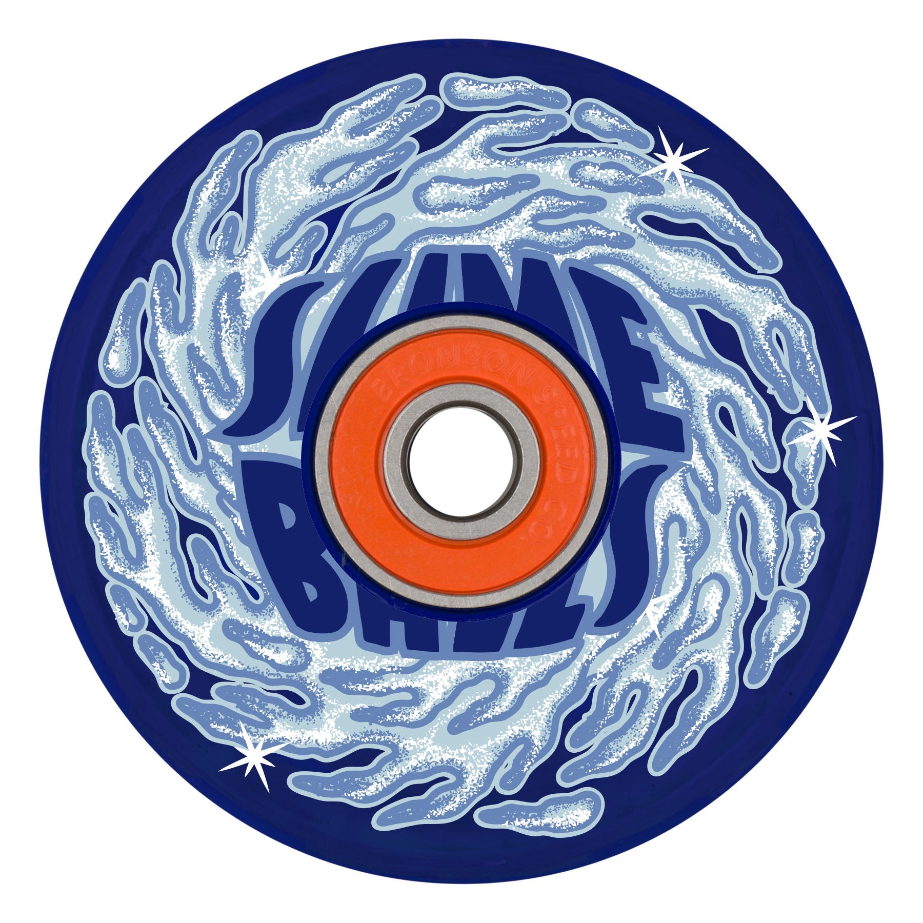 Slime Balls Skateboard Wheels 66mm Ice Light Ups OG Slime 78A Blue w/ Bronson Bearings