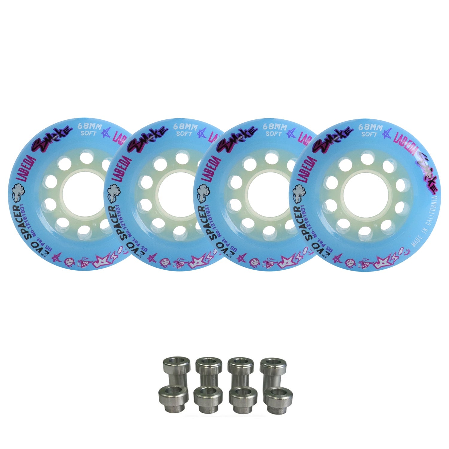 Labeda Smoke Evo Roller Hockey Wheels - 4-Pack with Evo Spacers - Choose Size and Color