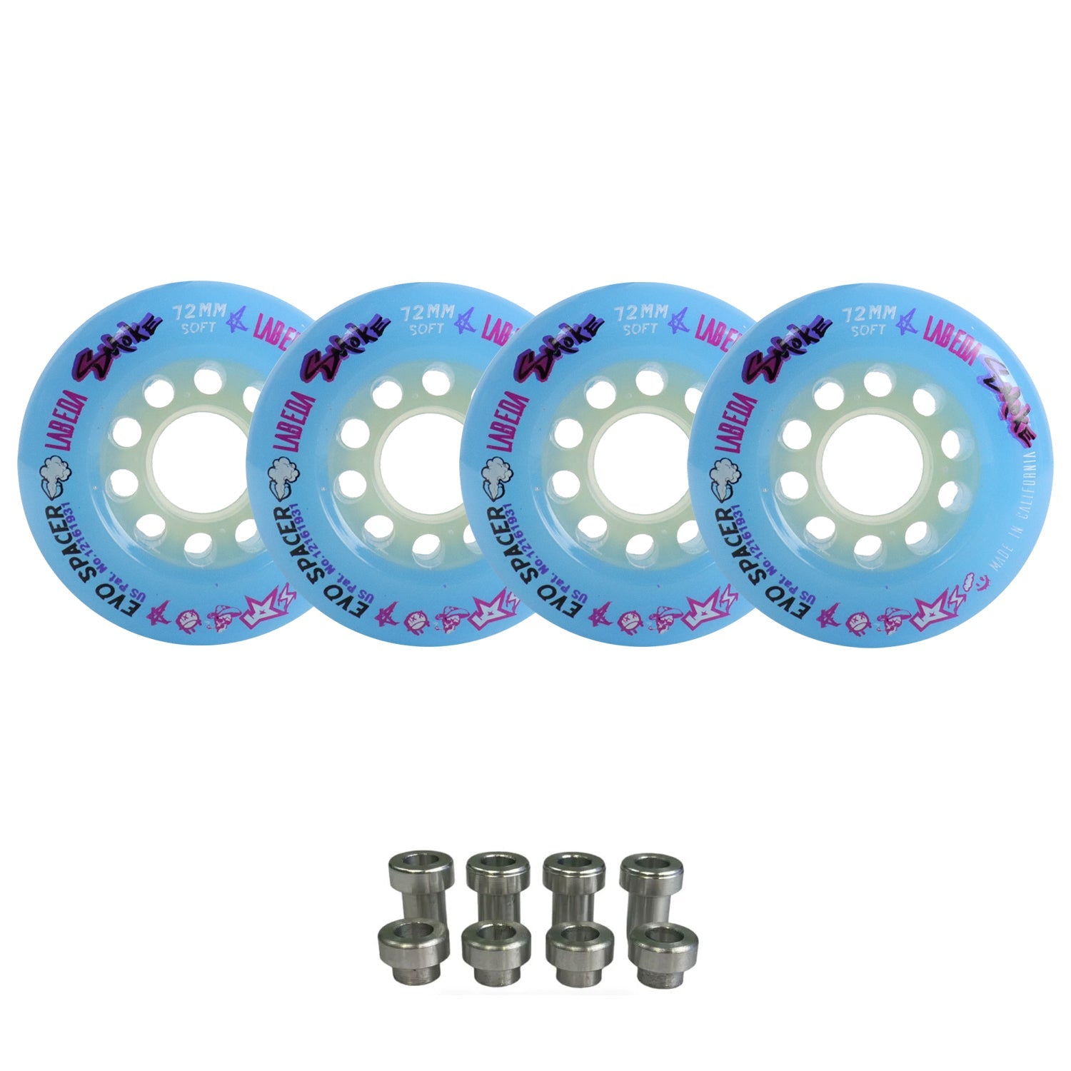Labeda Smoke Evo Roller Hockey Wheels - 4-Pack with Evo Spacers - Choose Size and Color