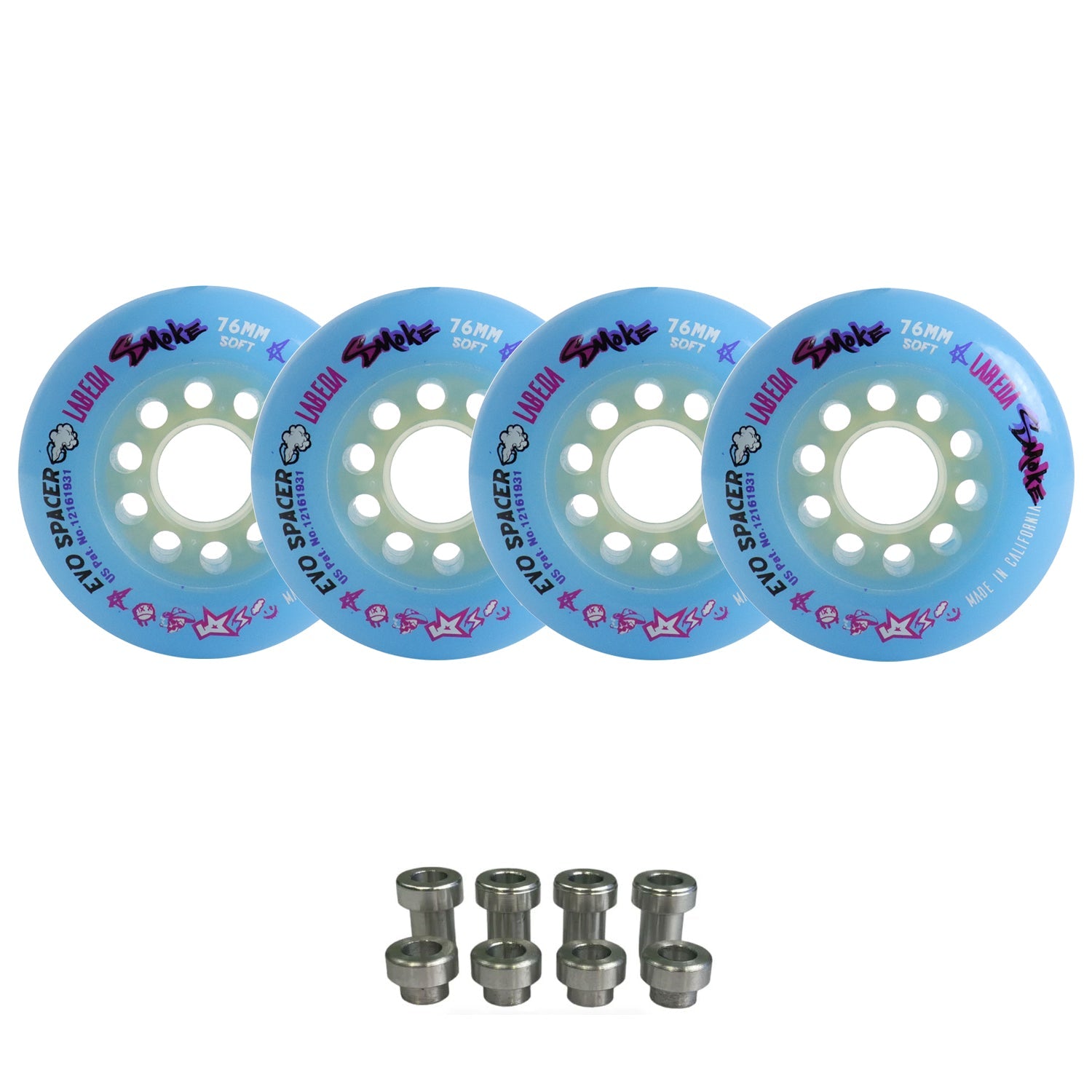 Labeda Smoke Evo Roller Hockey Wheels - 4-Pack with Evo Spacers - Choose Size and Color