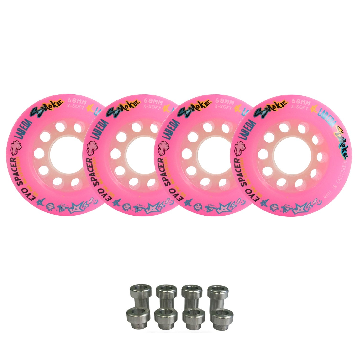Labeda Smoke Evo Roller Hockey Wheels - 4-Pack with Evo Spacers - Choose Size and Color