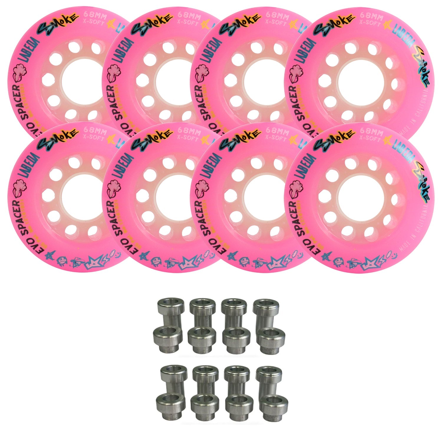 Labeda Smoke Evo Roller Hockey Wheels - 8-Pack with Evo Spacers - Choose Size and Color