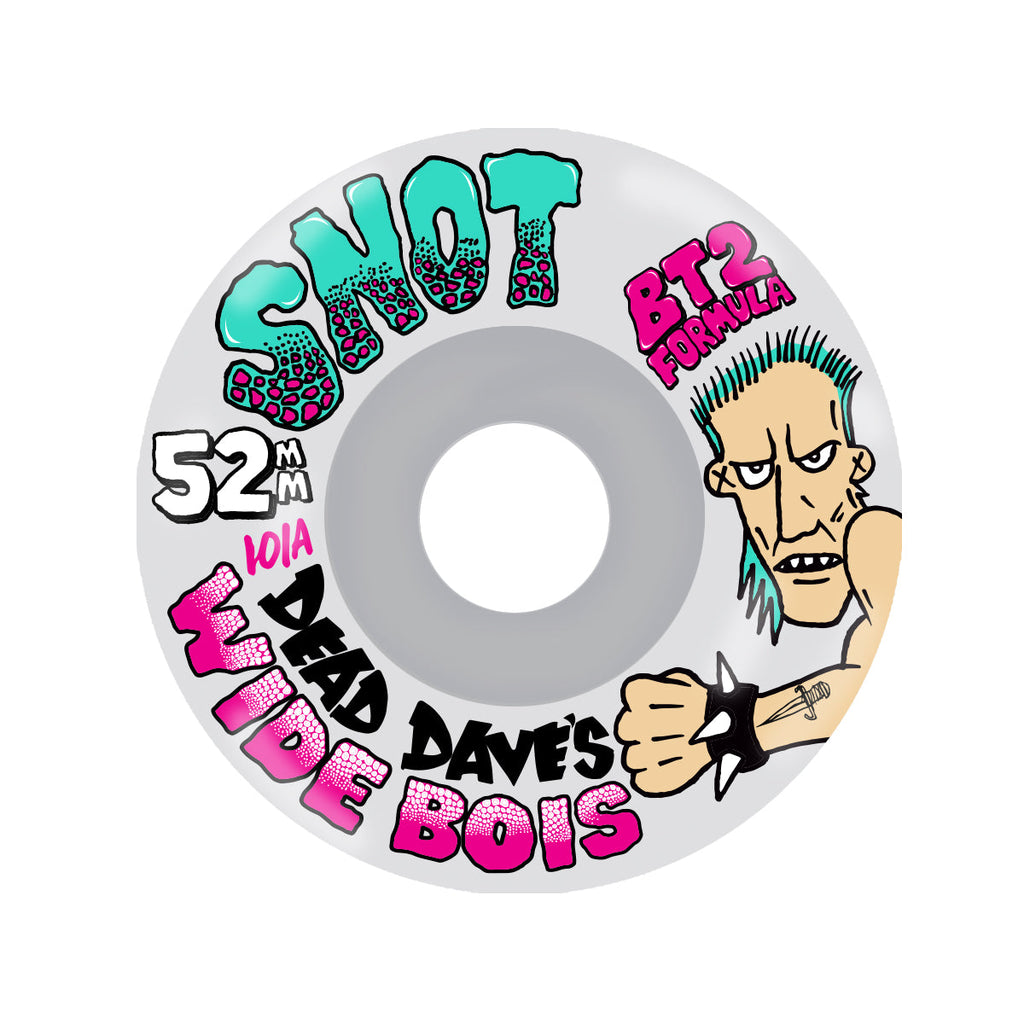 Snot Skateboard Wheels 52mm Dead Dave Wide Boys 101A White