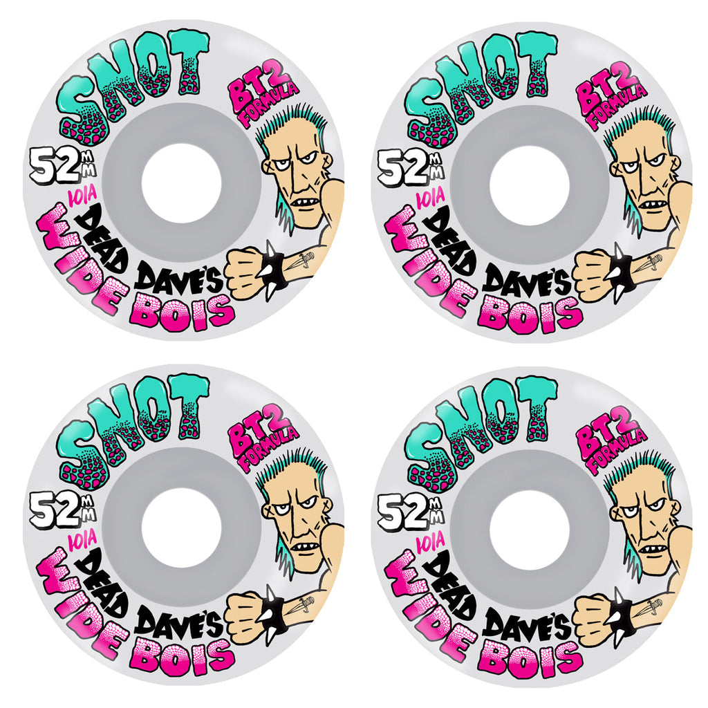Snot Skateboard Wheels 52mm Dead Dave Wide Boys 101A White