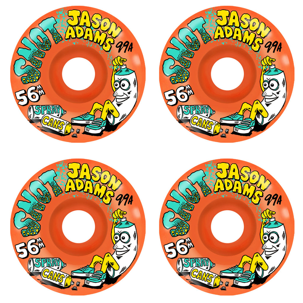 Snot Skateboard Wheels 56mm Jason Adams Spray Cans Conical 99A Neon Orange
