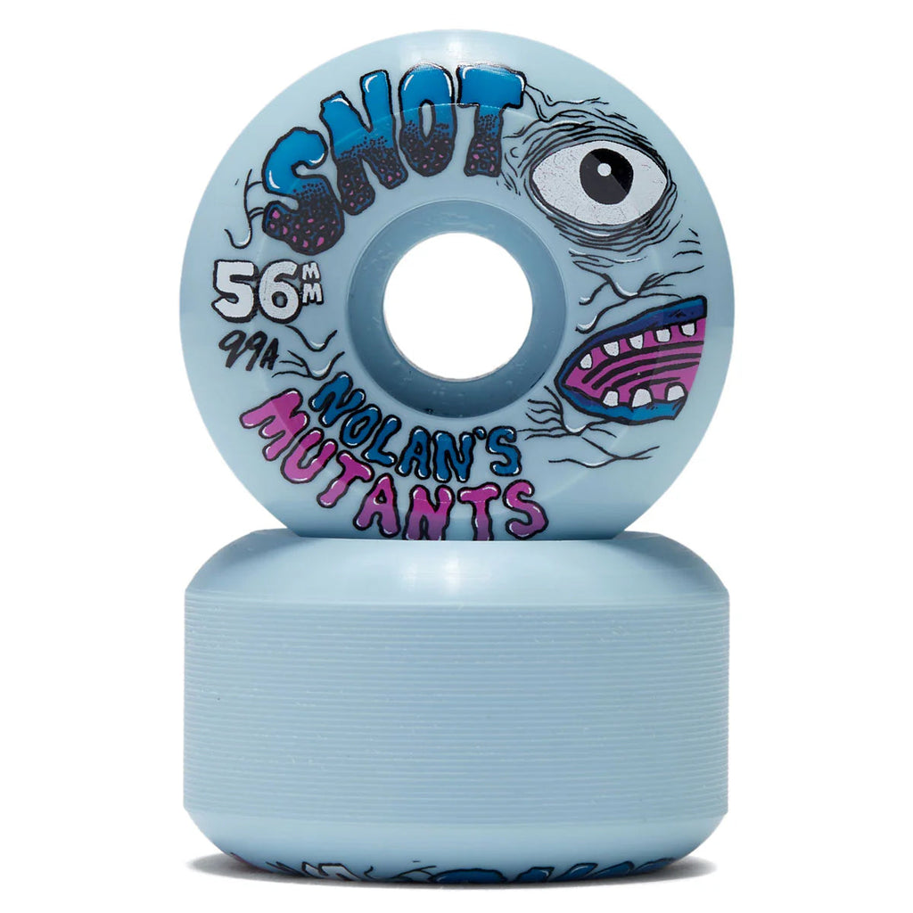 Snot Wheel Co. Skateboard Wheels 56mm Nolans Mutations Conical 99A Ice Blue