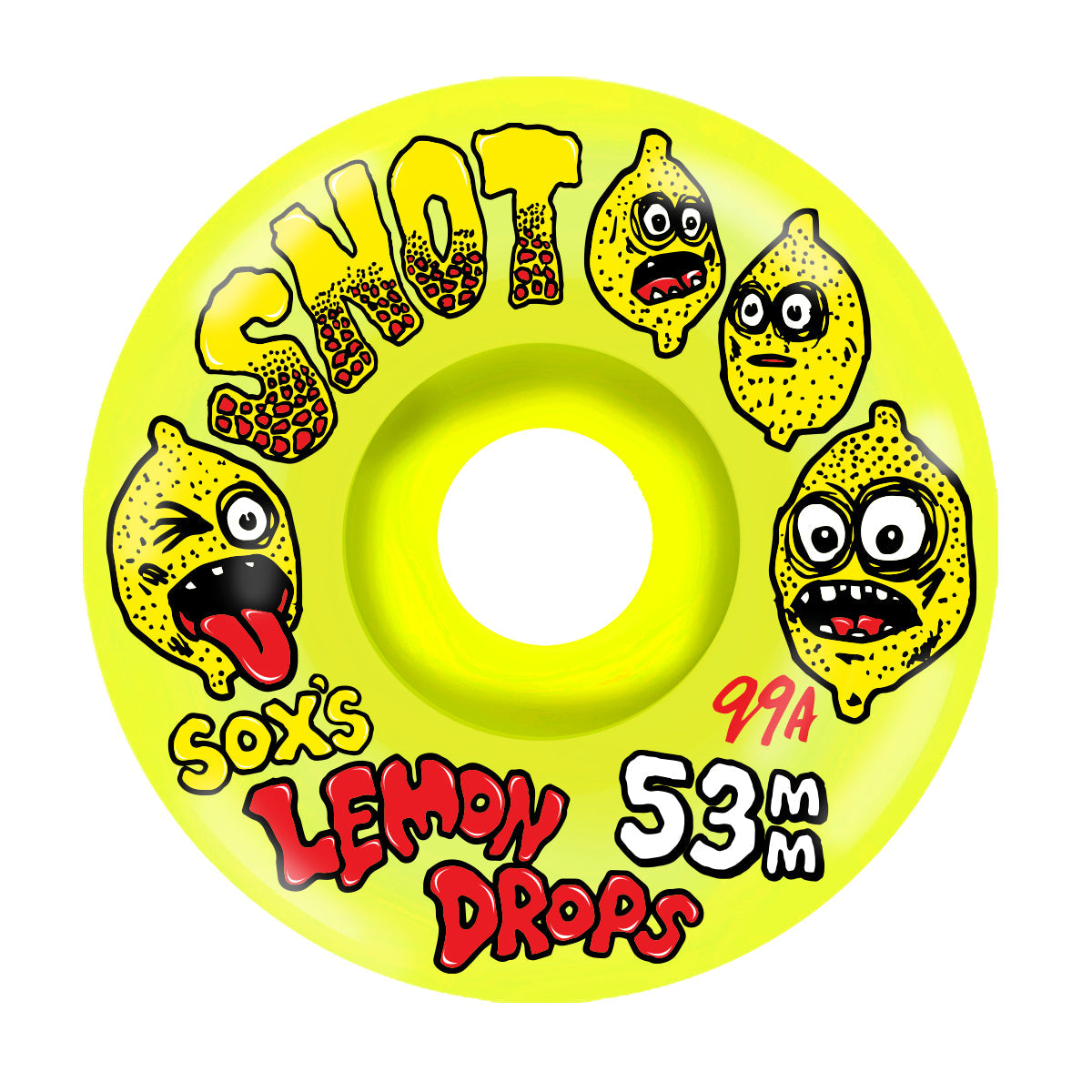 Snot Skateboard Wheels 53mm Sox Lemon Drops Conical 99A Yellow