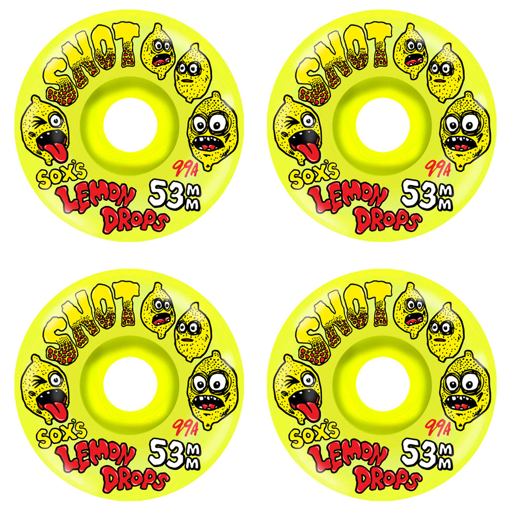 Snot Skateboard Wheels 53mm Sox Lemon Drops Conical 99A Yellow