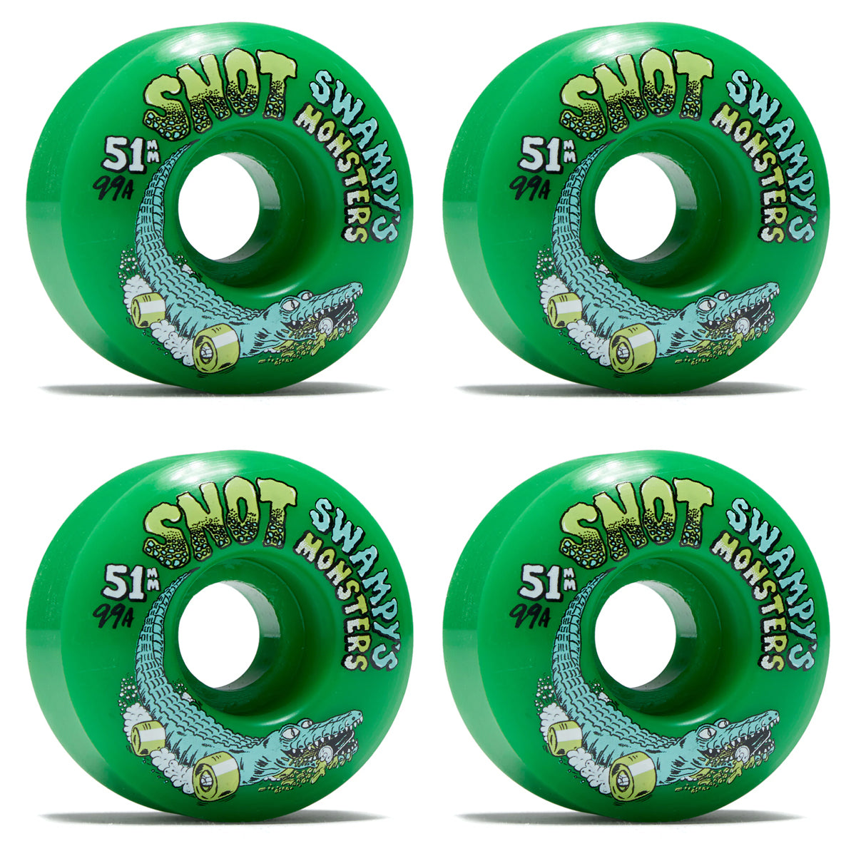 Snot Wheel Co. Skateboard Wheels 51mm Swampy Monsters 99A Green