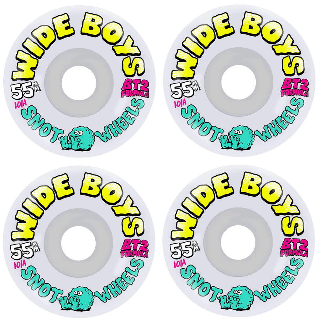 Snot Skateboard Wheels 55mm Wide Boys 101A White/Yellow