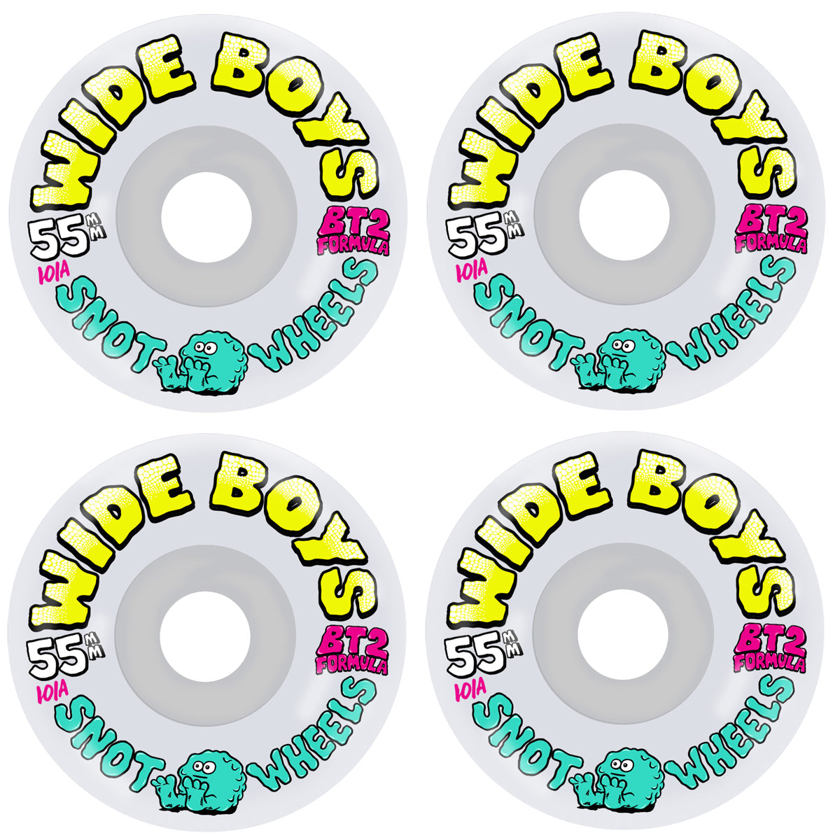 Snot Skateboard Wheels 55mm Wide Boys 101A White/Yellow