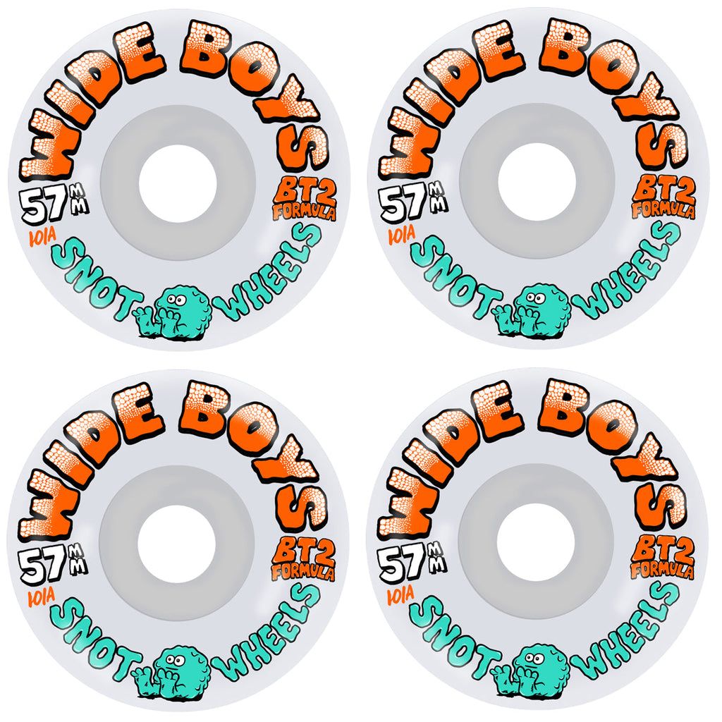 Snot Skateboard Wheels 57mm Wide Boys 101A White/Orange