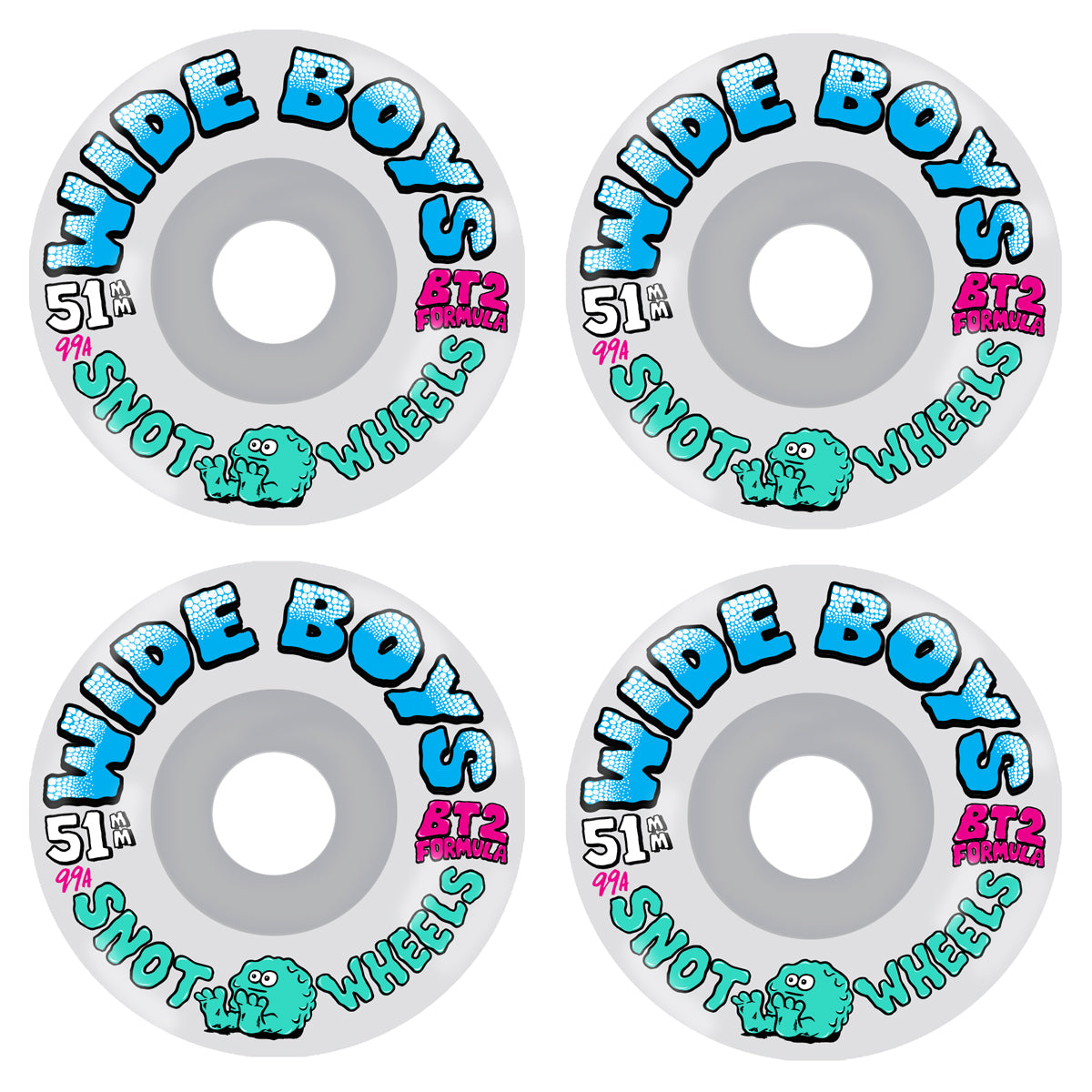 Snot Skateboard Wheels 51mm Wide Boys 99A White/Blue