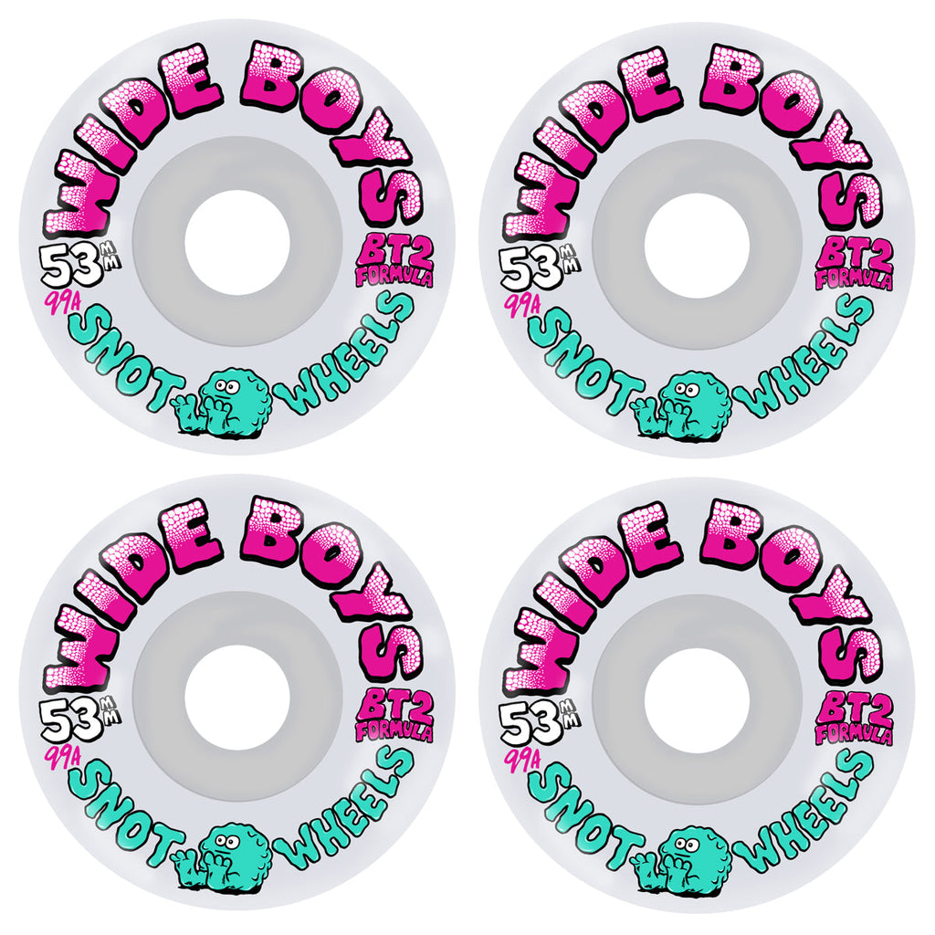 Snot Skateboard Wheels 53mm Wide Boys 99A White/Pink