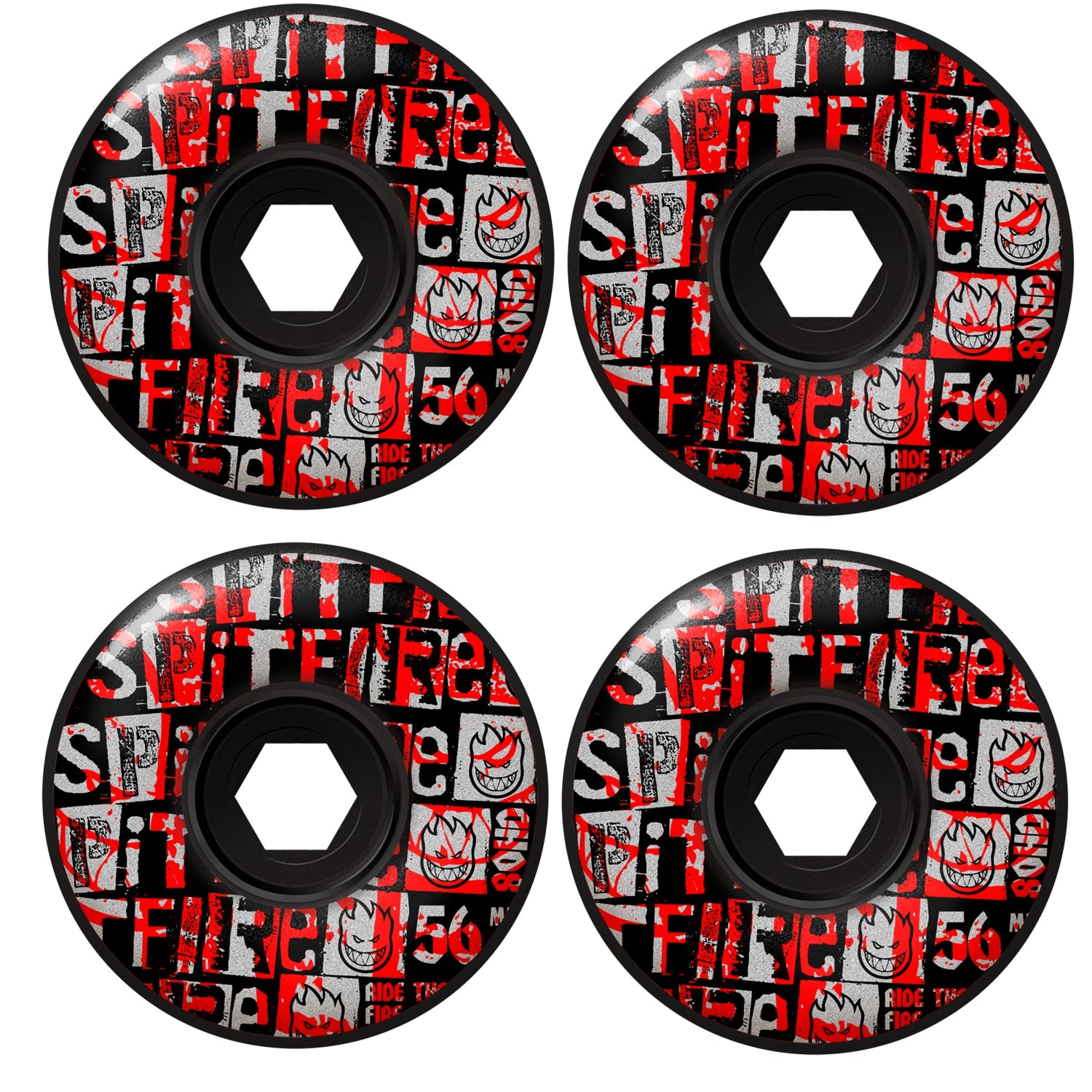 Spitfire Skateboard Wheels 56mm 80HD Ransom Radial Full Black