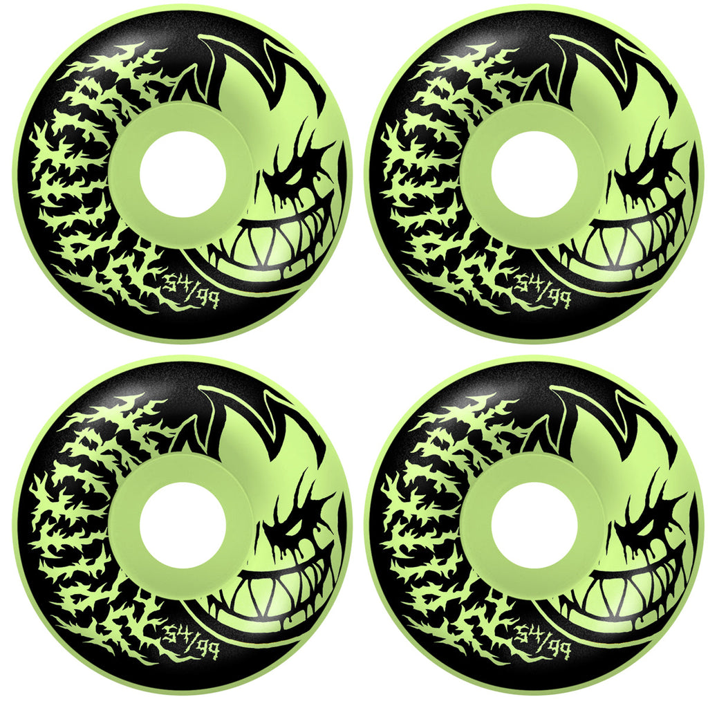 Spitfire Skateboard Wheels 54mm F4 99A Deathmask II Bighead Radial Full Glow in the Dark