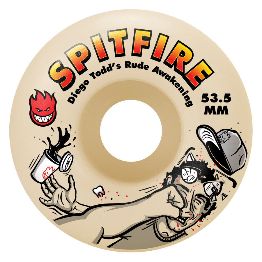 Spitfire Skateboard Wheels 53.5mm F4 99A Diego Todd Rude Awakening Classic Natural