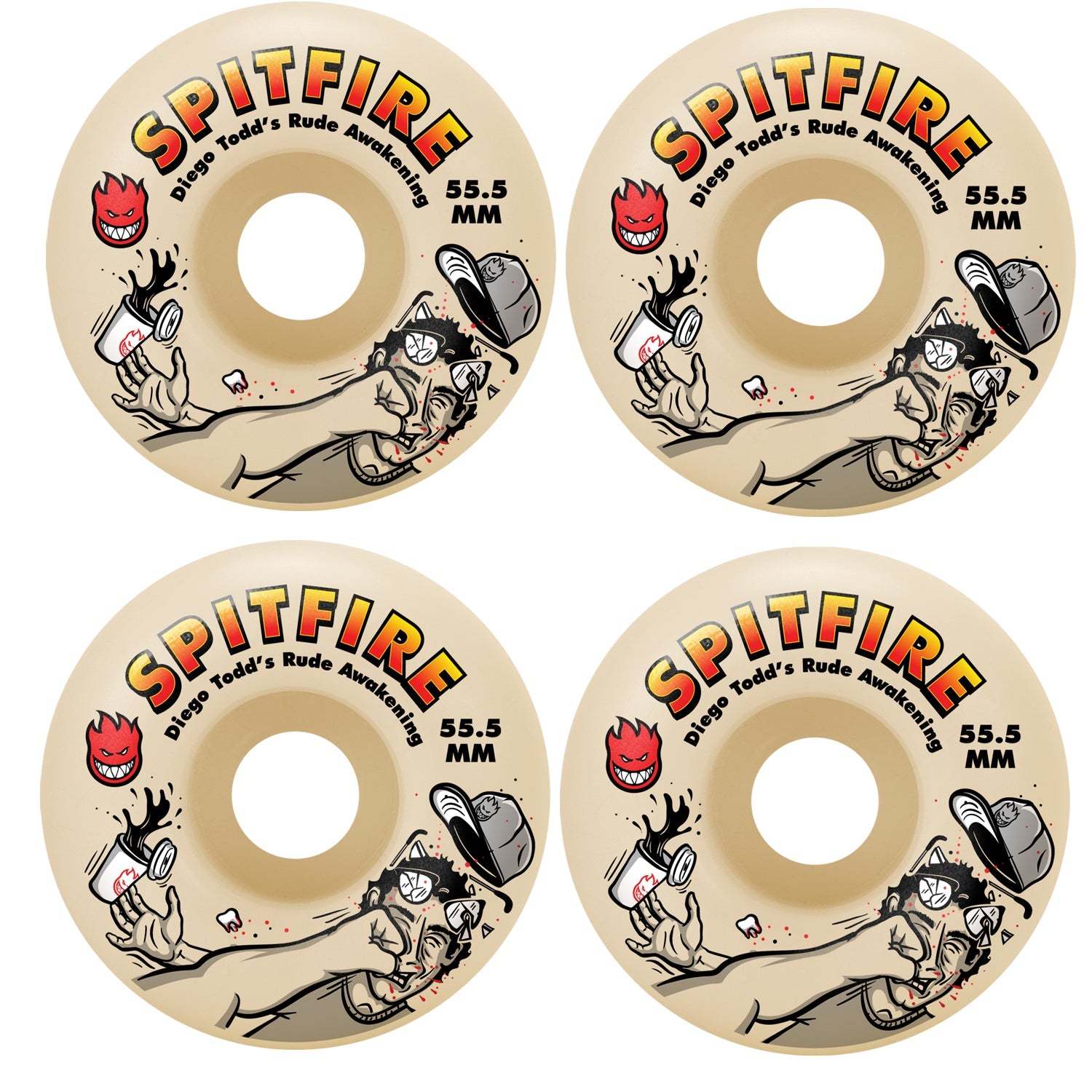 Spitfire Skateboard Wheels 55.5mm F4 99A Diego Todd Rude Awakening Classic Natural