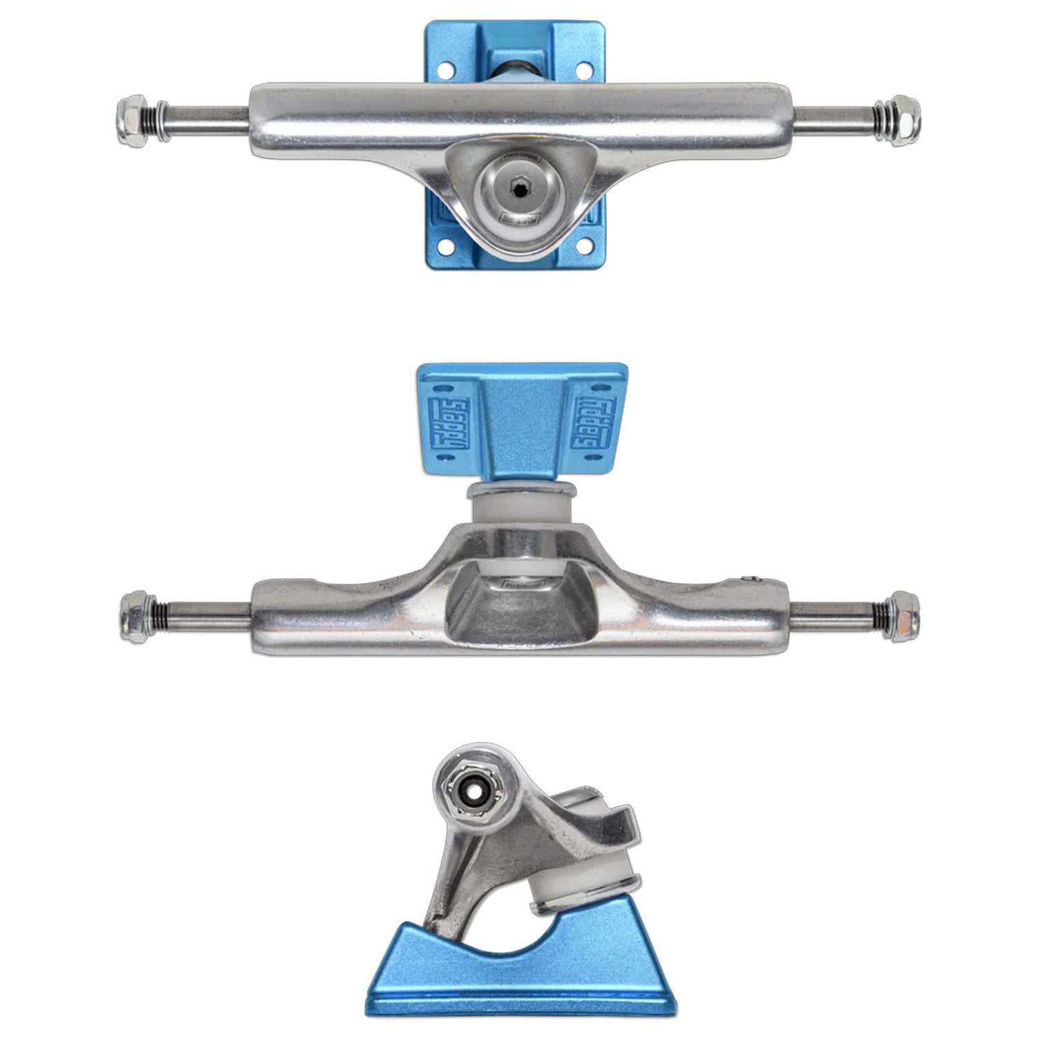 Slappy Skateboard Trucks Inverted Hollow Lights Ultra Low Kingpin 8.25" Silver/Light Blue