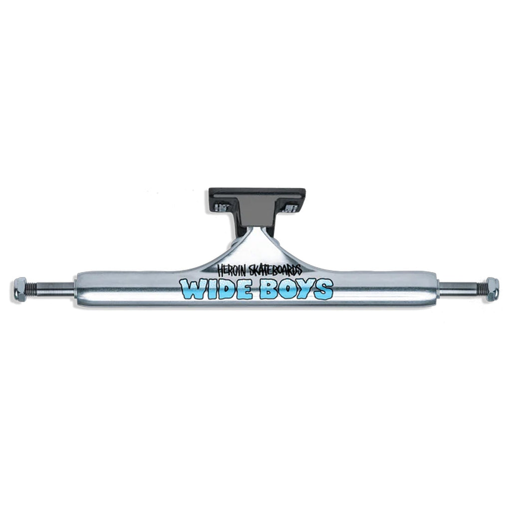 Slappy x Heroin Skateboard Trucks ST1 Hollow Wide Boys 10.5" Silver/Black Pair