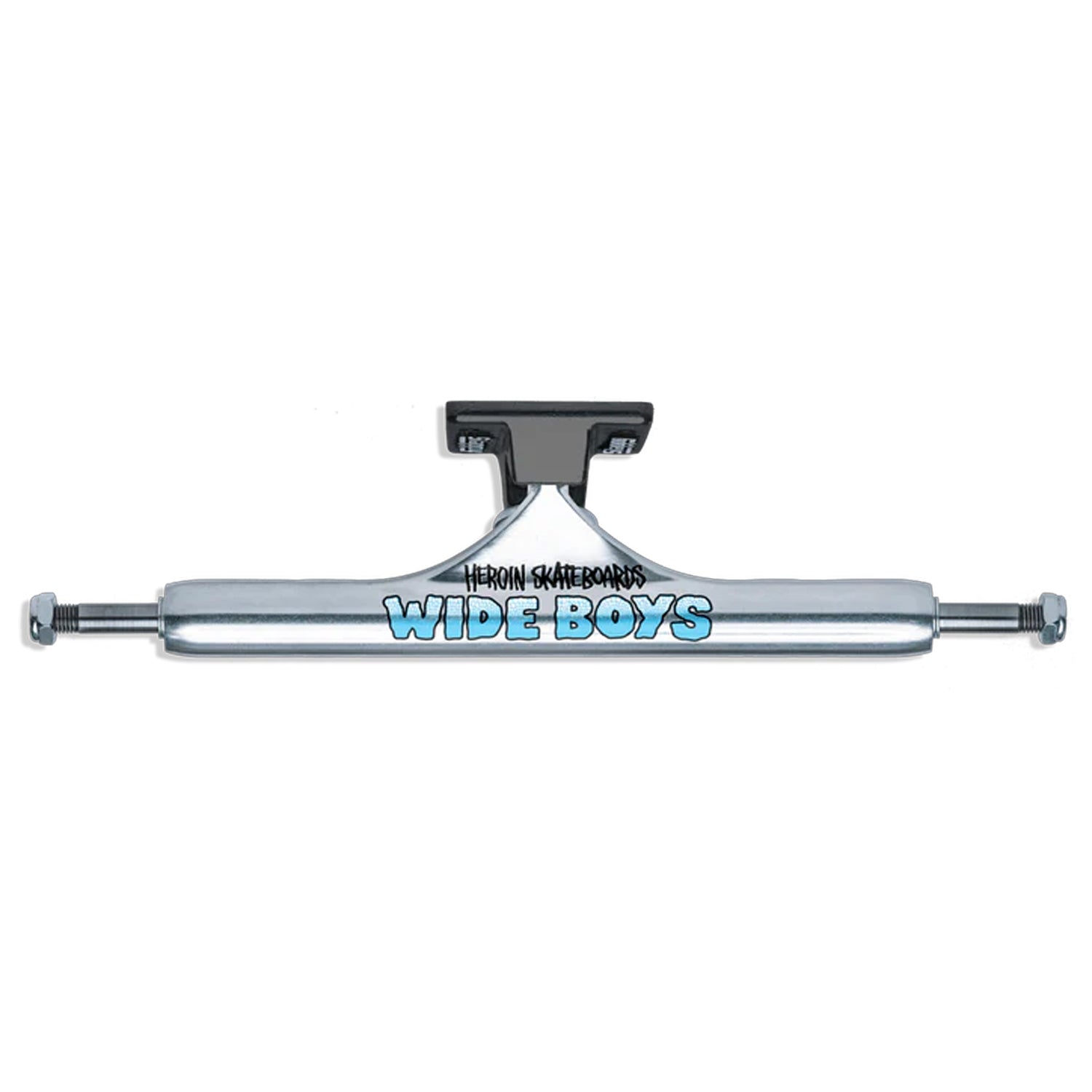 Slappy x Heroin Skateboard Trucks ST1 Hollow Wide Boys 10.5" Silver/Black Pair