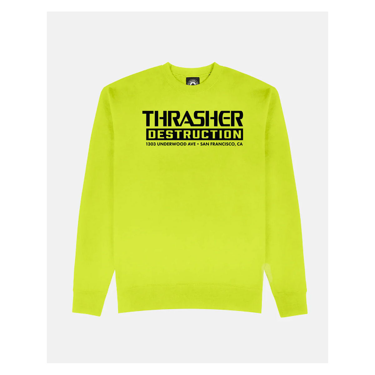 Thrasher Magazine Sweatshirt Destruction Safety High Vis Green
