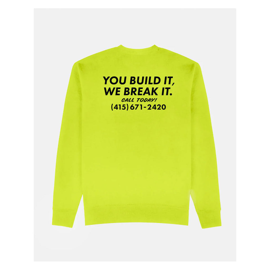 Thrasher Magazine Sweatshirt Destruction Safety High Vis Green