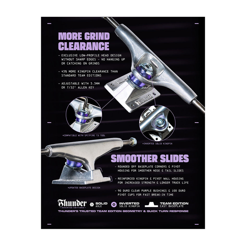 Thunder Skateboard Trucks Joseph Campos Menace Inverted 149 (8.5") Silver/Blue