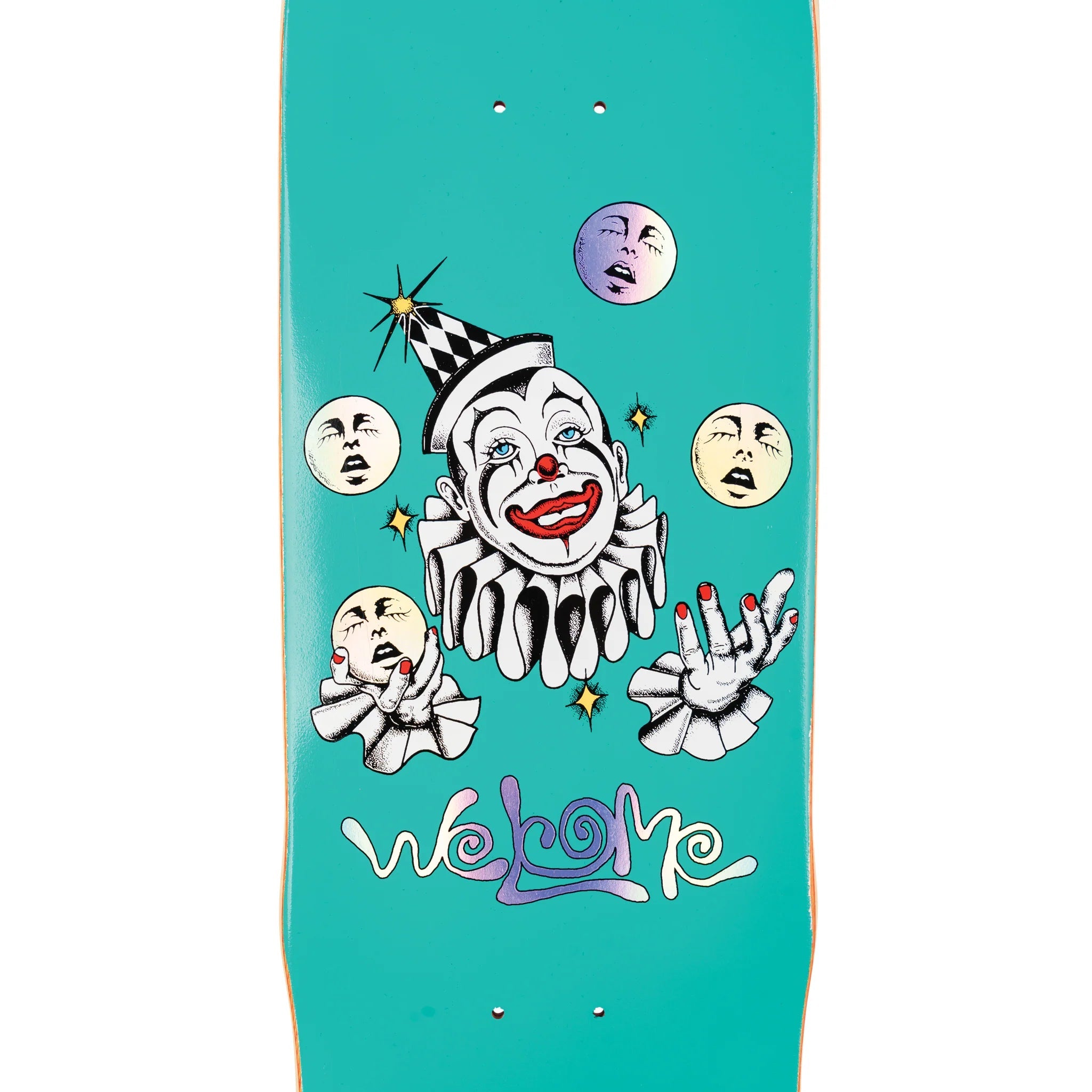Welcome Skateboard Deck Juggler on Effigy Teal/Prism Foil 8.8" x 32.5"