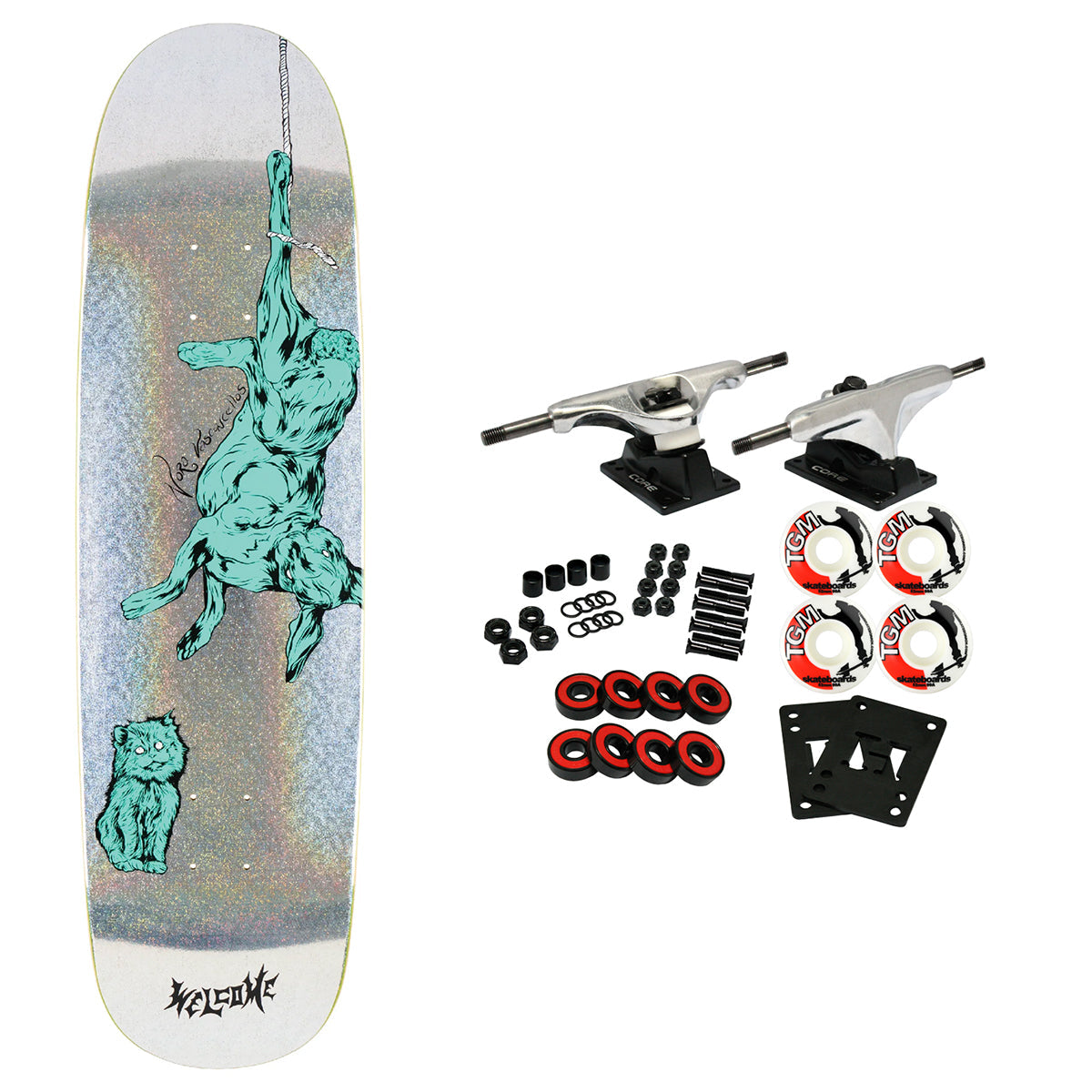 Welcome Skateboard Complete Nora Fairy Tale on Sphynx Glitter Prism Foil 8.8" x 32.4"