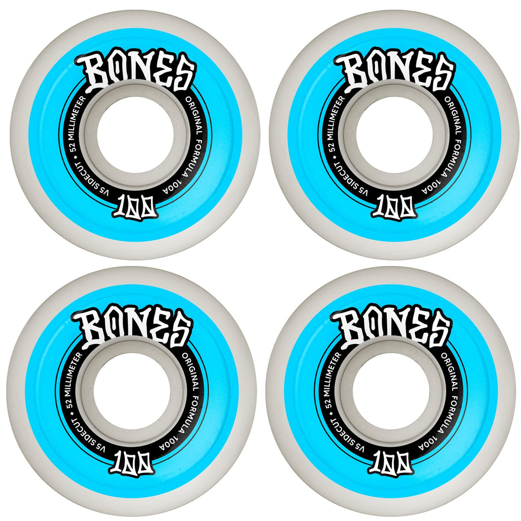 Bones Skateboard Wheels 52mm Original V5 Sidecut 100A White