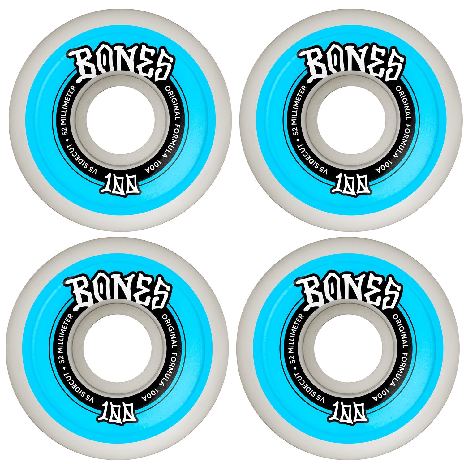 Bones Skateboard Wheels 52mm Original V5 Sidecut 100A White