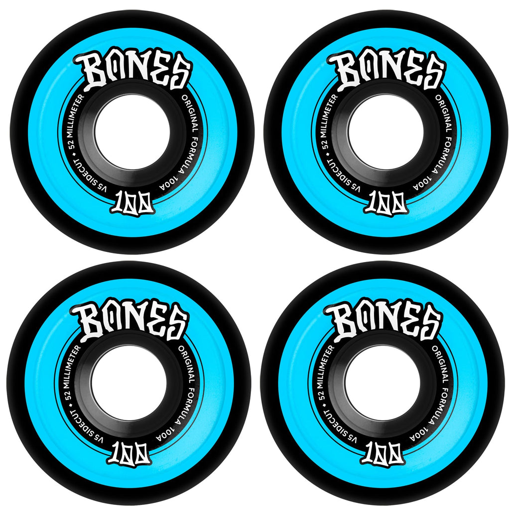 Bones Skateboard Wheels 52mm Original V5 Sidecut 100A Black