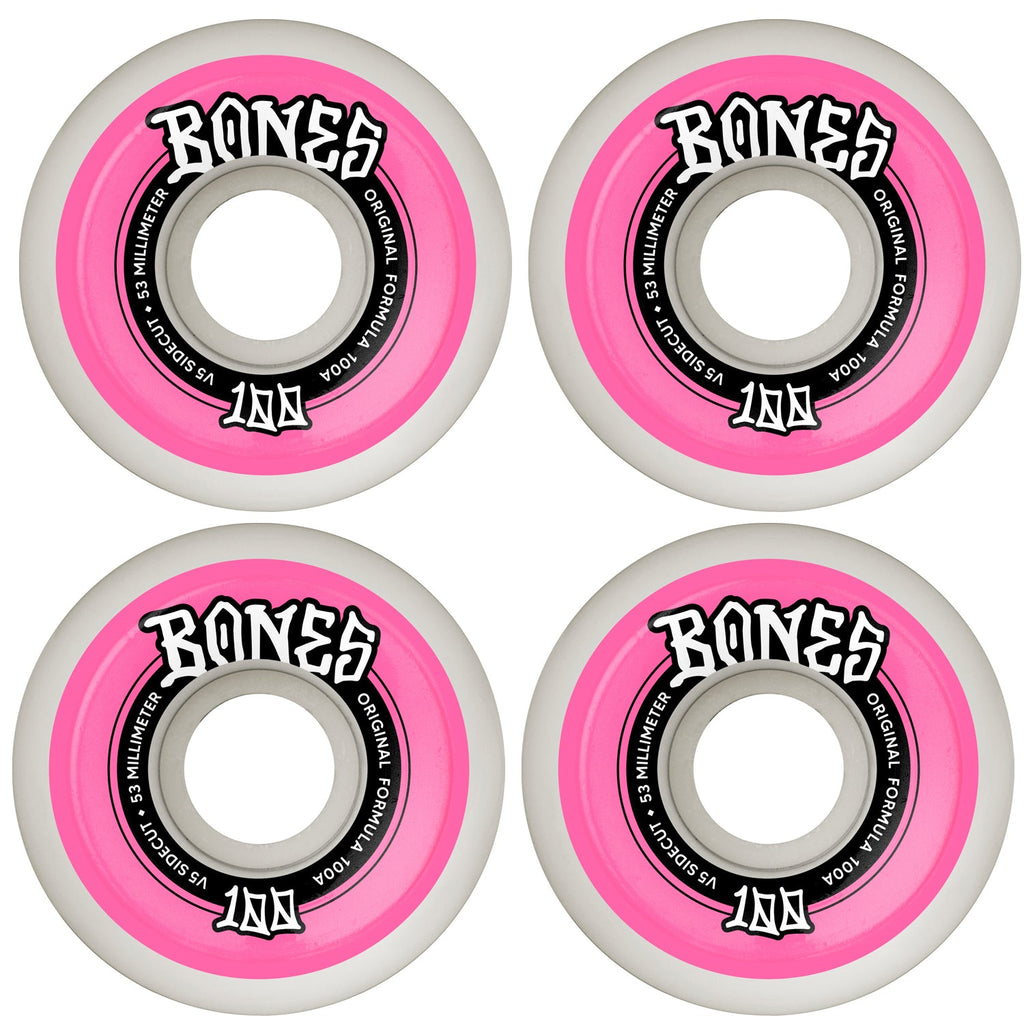 Bones Skateboard Wheels 53mm Original V5 Sidecut 100A White