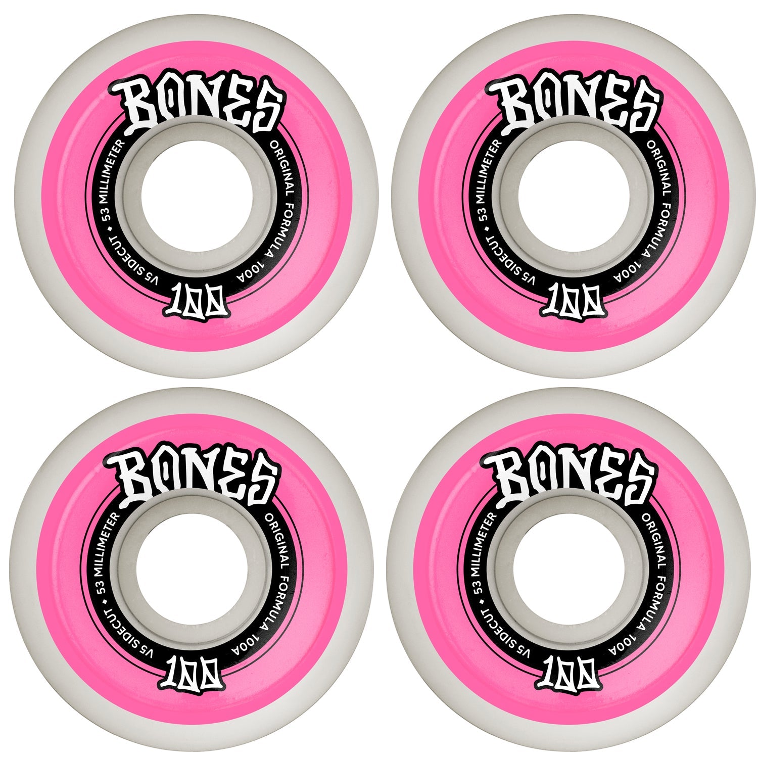 Bones Skateboard Wheels 53mm Original V5 Sidecut 100A White
