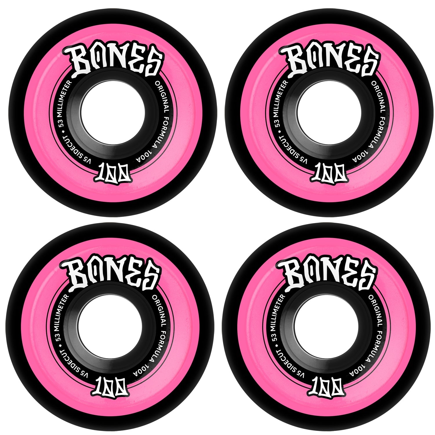Bones Skateboard Wheels 53mm Original V5 Sidecut 100A Black