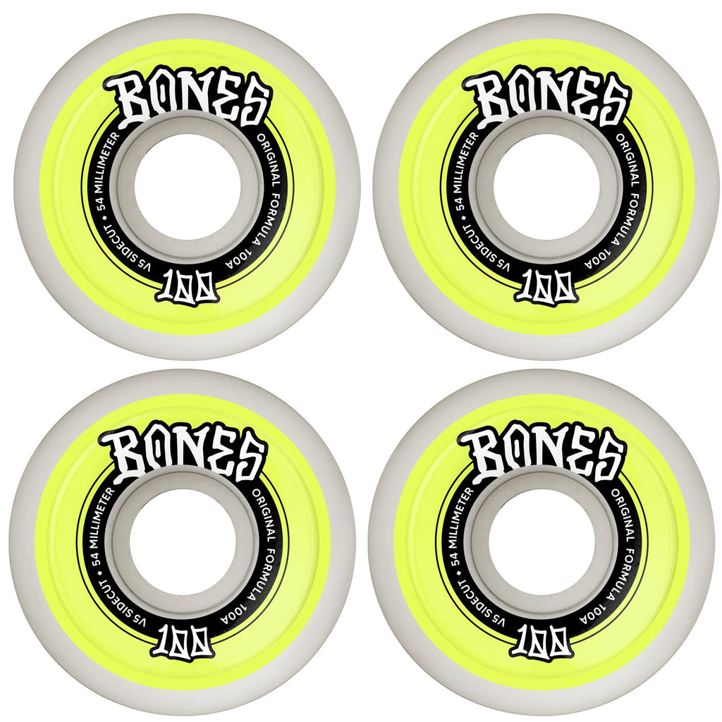 Bones Skateboard Wheels 54mm Original V5 Sidecut 100A White