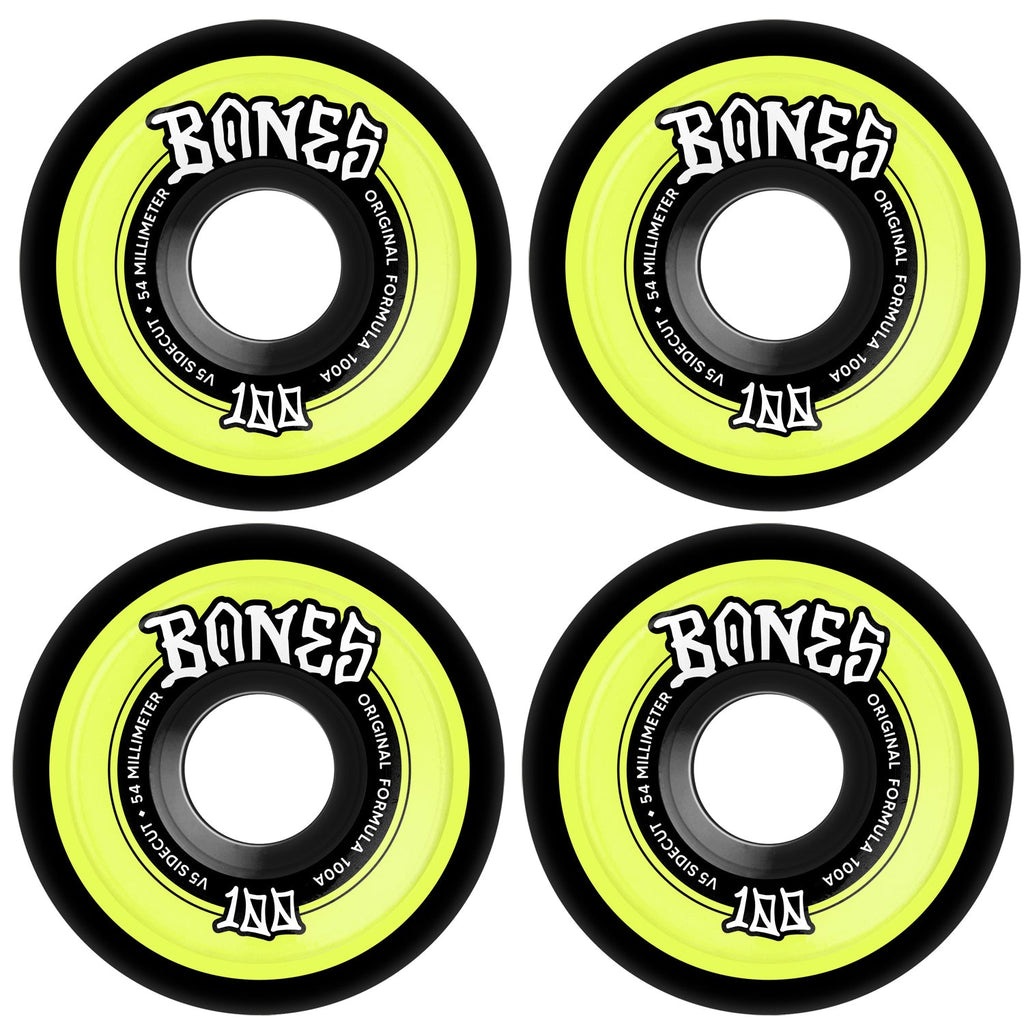 Bones Skateboard Wheels 54mm Original V5 Sidecut 100A Black