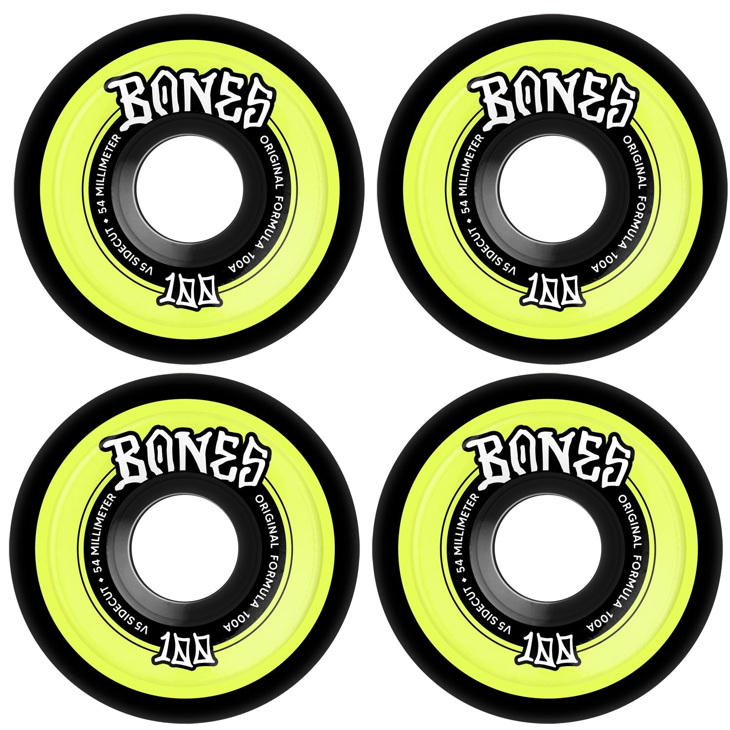 Bones Skateboard Wheels 54mm Original V5 Sidecut 100A Black