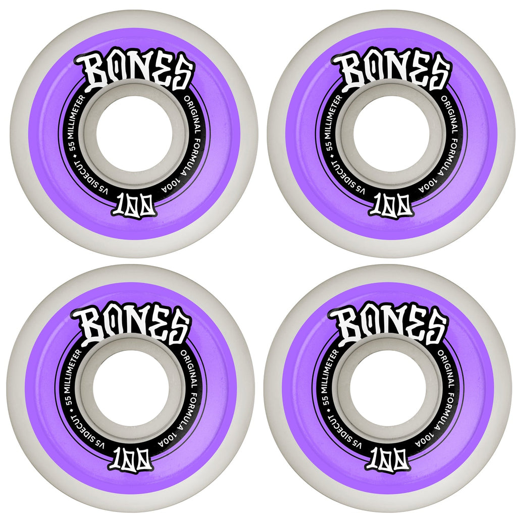 Bones Skateboard Wheels 55mm Original V5 Sidecut 100A White