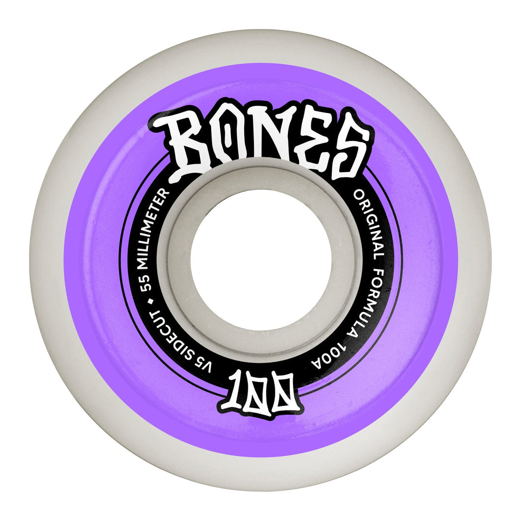 Bones Skateboard Wheels 55mm Original V5 Sidecut 100A White