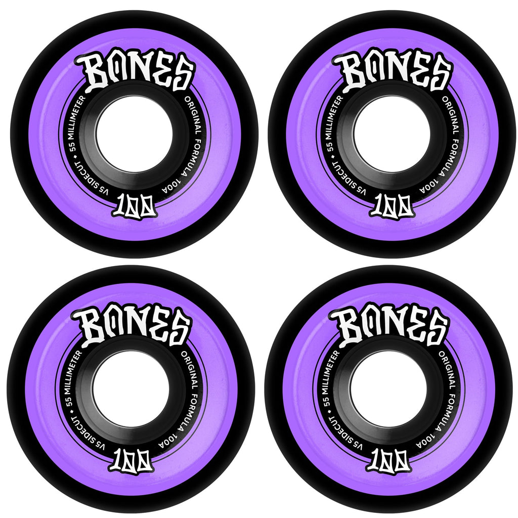 Bones Skateboard Wheels 55mm Original V5 Sidecut 100A Black