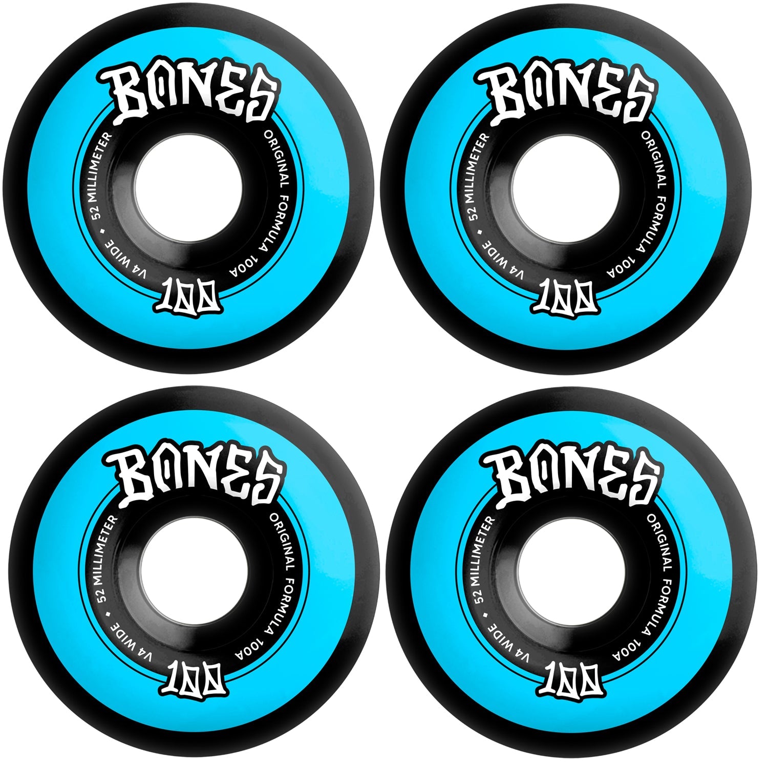 Bones Skateboard Wheels 52mm Original V4 Wide 100A Black
